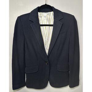 Diane Von Furstenberg Navy blue Twill Blazer Pin Stripe Interior Size 2 Academia